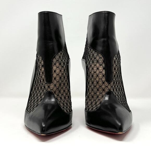 Christian Louboutin Black Papilloboot 100 Nappa & Mesh Ankle Boots – Size 37 - Picture 4 of 10